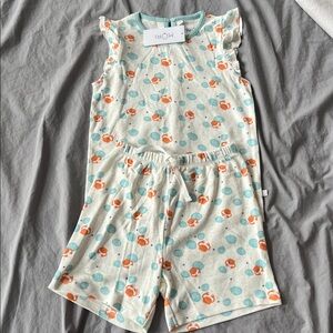 Kids' Cream and Orange Fox Print Top and Shorts Set